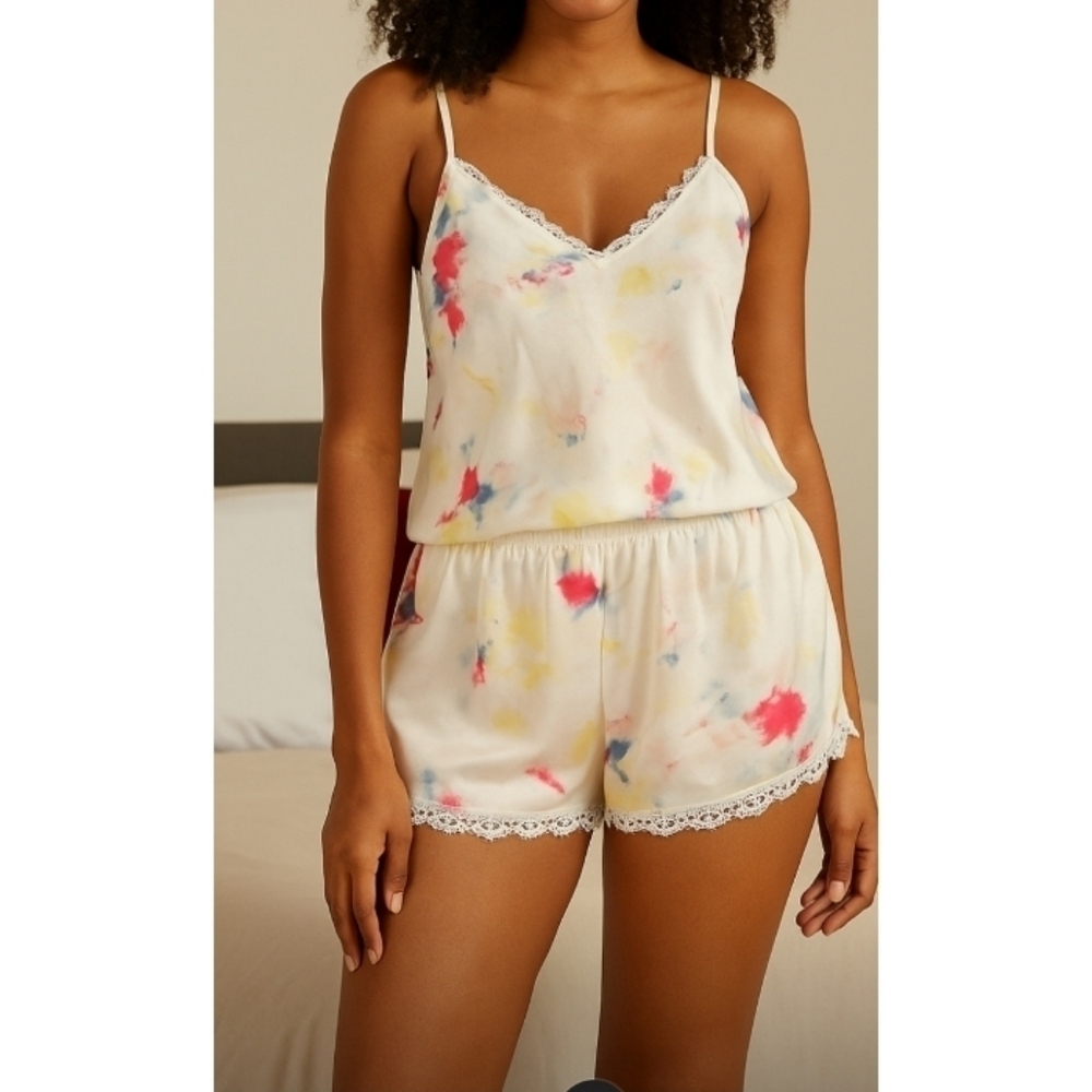 INC Concepts Intimates 2pc Tie Dye Lace Cami & Shorts Sleep Set Sz M NWT